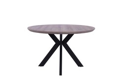 Picture of Oriel Round Dining Table 120cm - Black Metal Frame - Grey Oak
