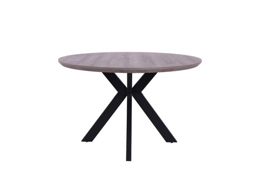 Picture of Oriel Round Dining Table 120cm - Black Metal Frame - Grey Oak