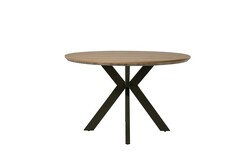Picture of Oriel Round Dining Table 120cm - Black Metal Frame - Oak Sonoma