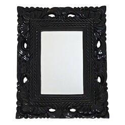 Picture of Oriental Rectangular Mirror with Carved Frame Polyresin Black Mes Homewares