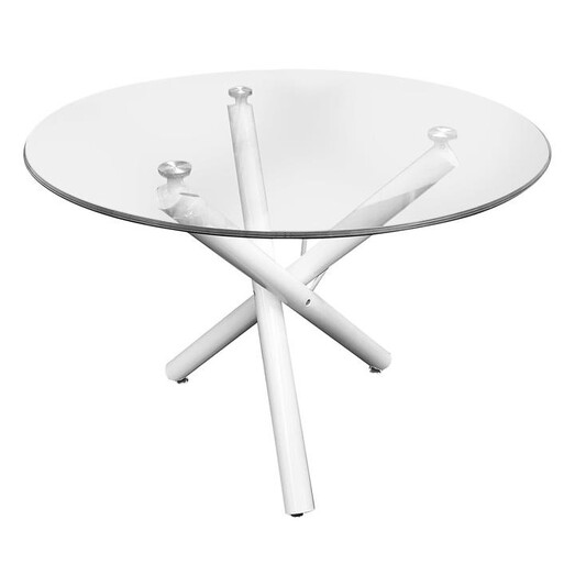 Picture of Orion Round Glass Top Dining Table White HOMESTAR