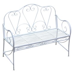 Picture of Ornate Metal Bench Seat in Cream by The Complete Garden