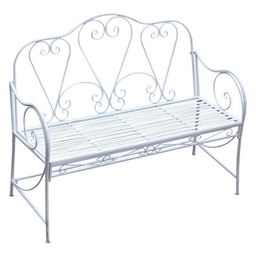 Picture of Ornate Metal Bench Seat in Cream by The Complete Garden