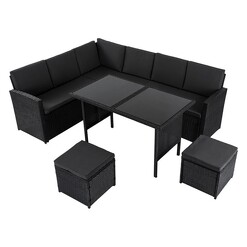Picture of Outdoor 8 Seater Wicker Dining Set in Black by Dreamo Living
