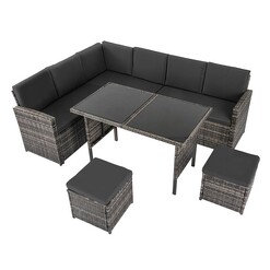 Picture of Outdoor 8 Seater Wicker Dining Set in Dark Grey by Dreamo Living