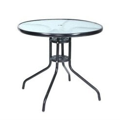 Picture of Outdoor Dining Table Bar Setting Steel Glass 70CM