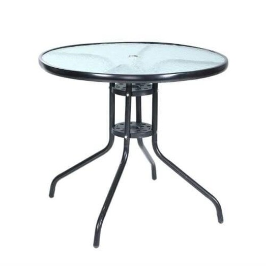Picture of Outdoor Dining Table Bar Setting Steel Glass 70CM