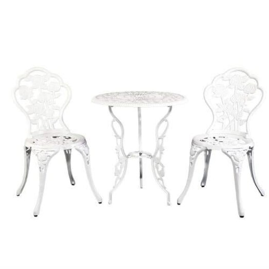 Picture of Outdoor Furniture Chairs Table 3pc Aluminium Bistro White Picture of Outdoor Furniture Chairs Table 3pc Aluminium Bistro White