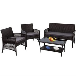 Picture of Outdoor Furniture Set Wicker Cushion 4pc Black