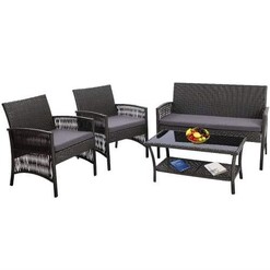 Picture of Outdoor Furniture Set Wicker Cushion 4pc Dark Grey