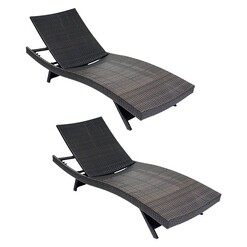 Picture of Outdoor Living Set of 2 Sun Loungers Metal Grey Homeflex