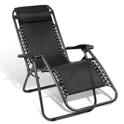Picture of Outdoor Portable Recliner Relaxing Accent Zero Gravity Chair ArmChair - Black