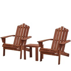 Picture of Outdoor Sun Lounge Beach Chairs Table Setting Wooden Adirondack Patio Chair Brown