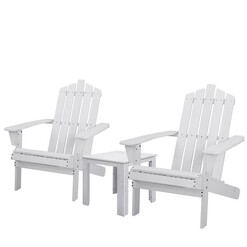 Picture of Outdoor Sun Lounge Beach Chairs Table Setting Wooden Adirondack Patio Chair White
