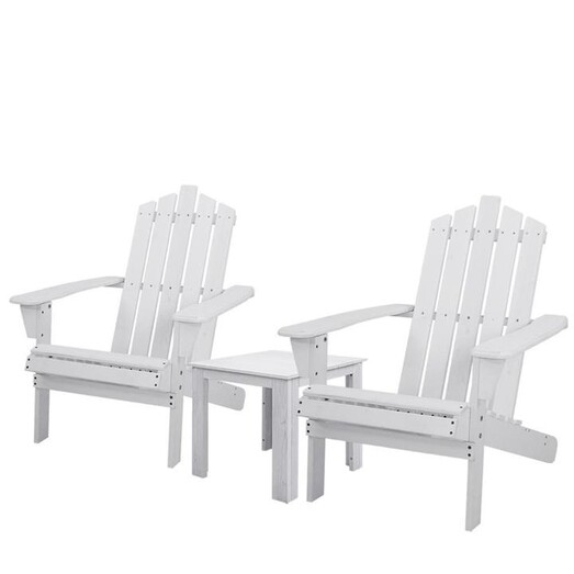 Picture of Outdoor Sun Lounge Beach Chairs Table Setting Wooden Adirondack Patio Chair White
