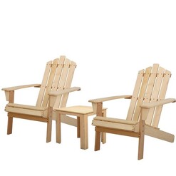 Picture of Outdoor Sun Lounge Beach Chairs Table Setting Wooden Adirondack Patio Natural Wood Chair