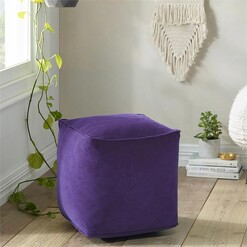 Picture of Oxley Velvet Ottoman Purple Vintage Design Homewares