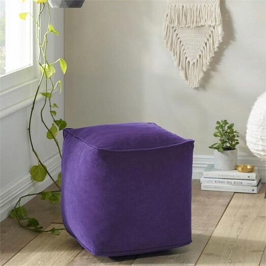 Picture of Oxley Velvet Ottoman Purple Vintage Design Homewares