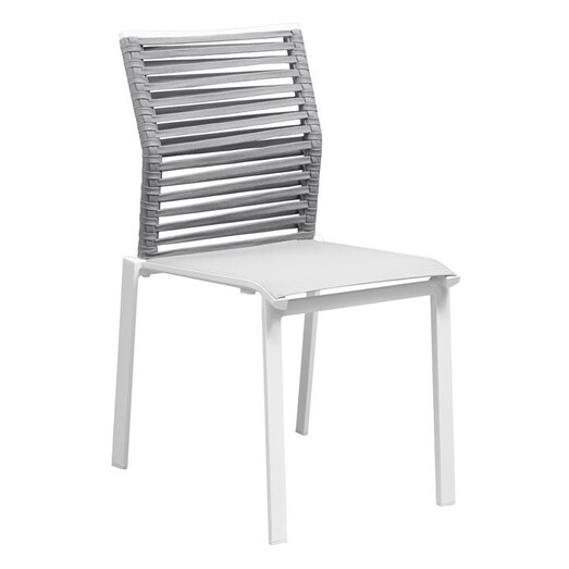 Picture of Padma Outdoor Dining Chair Striped Metal White/Grey Vida & Co.