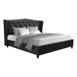 Picture of Padovesi Upholstered Bed Fabric Charcoal Resort Living