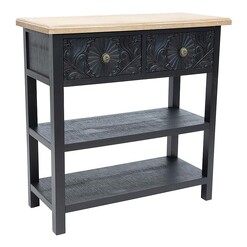 Picture of Palais Ornate Moulded 2-Drawer Shelved Console Table in Black by Artisan Homewares
