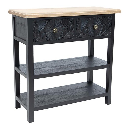 Picture of Palais Ornate Moulded 2-Drawer Shelved Console Table in Black by Artisan Homewares