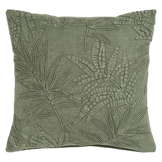 Picture of Palalo Stonewash Embroidered Cushion in Moss by Maison by Rapee