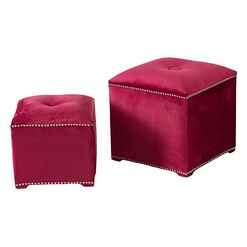 Picture of Palazzo Upholstered Ottoman (Set of 2) Velvet Pink Phil Bee Interiors