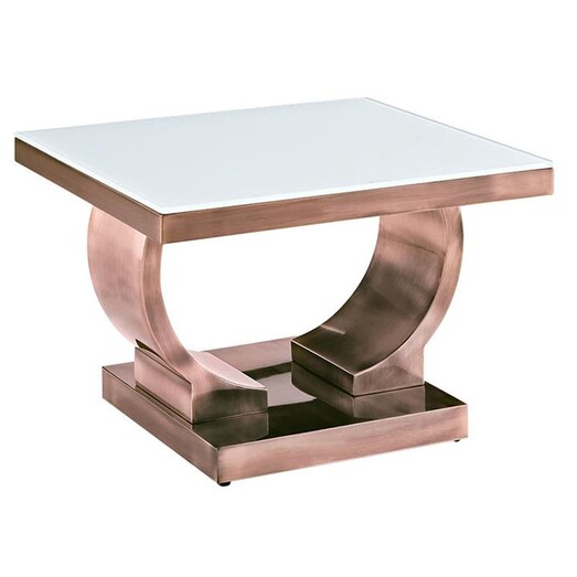 Picture of Palmerstone Glass Top Side Table, Copper Metal White Dover Mason
