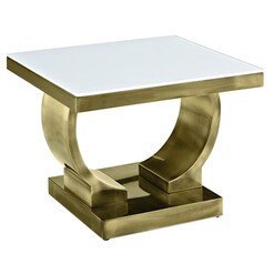Picture of Palmerstone Glass Top Side Table, Gold Metal White Dover Mason