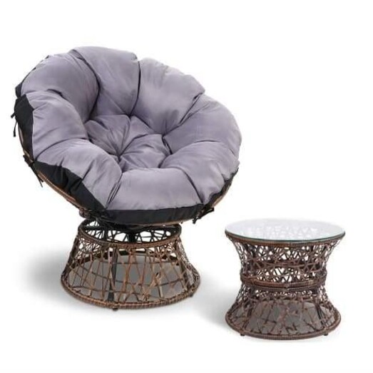 Picture of Papasan Chair and Side Table - Brown