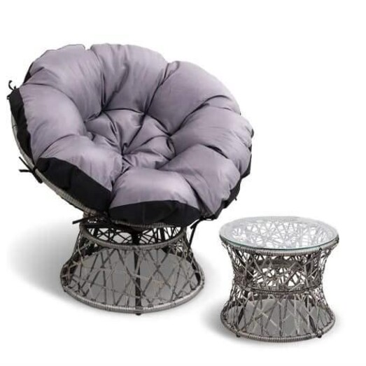 Picture of Papasan Chair and Side Table - Grey