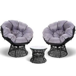 Picture of Papasan Chair and Side Table Set- Black