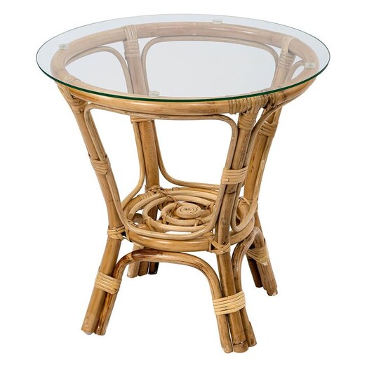 Picture of Papasan Rattan Glass Top Side Table in Clear by Casa Uno