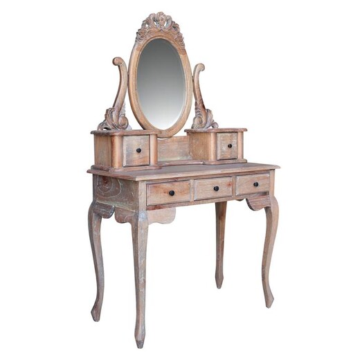 Picture of Paris Dressing Table and Stool, Weathered Oak Wood Hudson Furniture Picture of Paris Dressing Table and Stool, Weathered Oak Wood Hudson Furniture