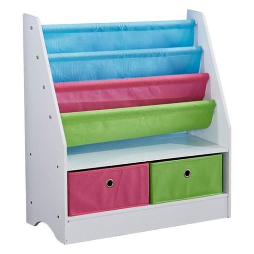 Picture of Patendo 4 Tier Kids Bookshelf with 2 Storage Bins MDF Levede