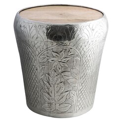Picture of Paulina Embossed Side Table Metal Silver Casa Uno