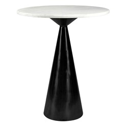 Picture of Pedestal Round Marble Bar Table in White/Black by Casa Uno