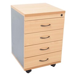 Picture of Personal 4 Drawer Mobile Cabinet, Beech Melamine Beech/Ironstone Rapidline