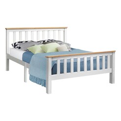 Picture of Petronel Double Wooden Bed Pine White/Wood Resort Living