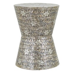Picture of Pharoh Hourglass Shell Stool in Beige by Phil Bee Interiors