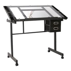 Picture of Phoenixia Adjustable Drawing Desk, Black Metal Black/Grey Resort Living