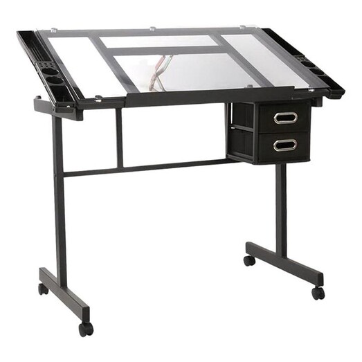 Picture of Phoenixia Adjustable Drawing Desk, Black Metal Black/Grey Resort Living