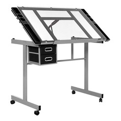 Picture of Phoenixia Adjustable Drawing Desk, Grey Metal Silver Grey Resort Living