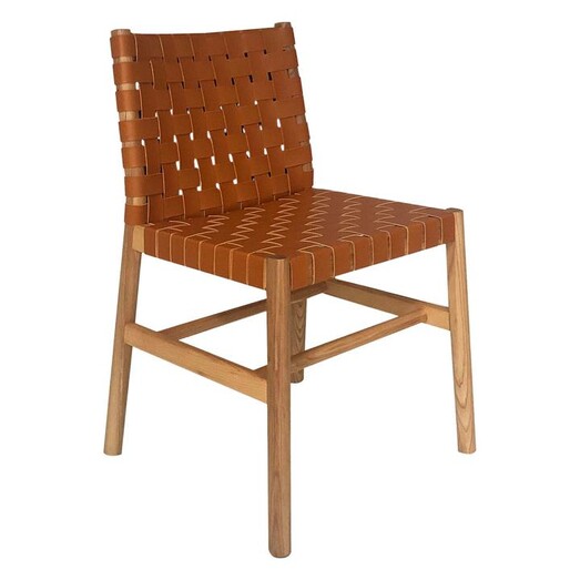 Picture of Piper Leather & Timber Dining Chair Brown HOMESTAR
