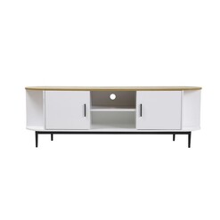 Picture of Polish Lowline TV Stand Entertainment Unit Storage Cabinet 160cm - White/Natural
