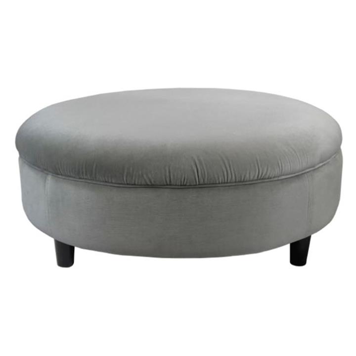 Picture of Pompon Velvet Ottoman in Light Grey by D&D Design