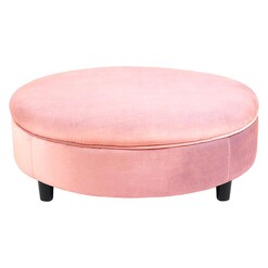 Picture of Pompon Velvet Ottoman in Pink by D&D Design