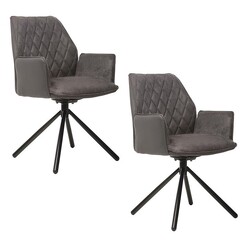 Picture of Ponty Rotation Set of 2 Dining Armchairs Faux Leather Grey Bay Road Designs