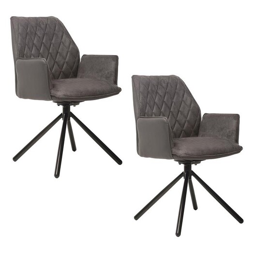 Picture of Ponty Rotation Set of 2 Dining Armchairs Faux Leather Grey Bay Road Designs